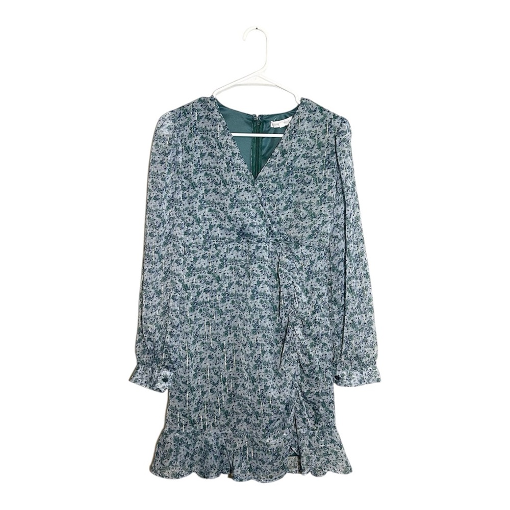 Beyond Words Floral Shimmer Long Sleeve Mini Dress Size Small‎